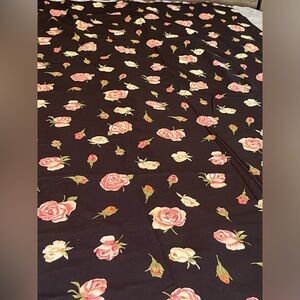 Vintage Fabric Pink Roses On Black C S Shamash & Sons Inc Patt# 5469 43” x 137”